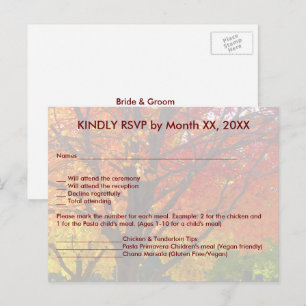 Automne Feuilles Mariage RSVP Menu Carte Postale