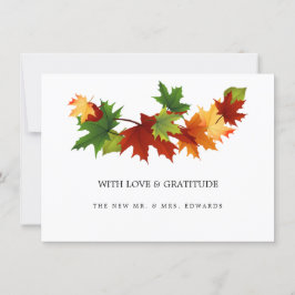 Automne Feuilles Mariage simple Carte de remerciem