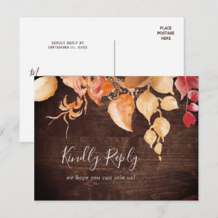 Automne Feuilles Rustique Menu Choix Carte Postale
