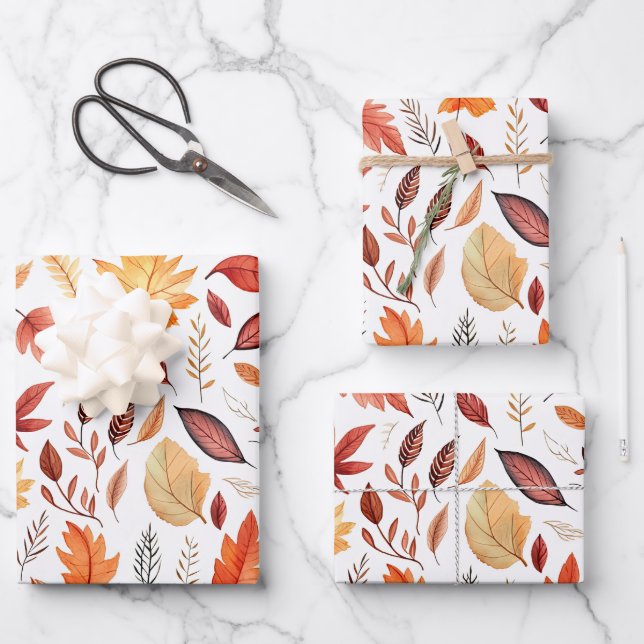 Automne Feuilles Terracotta Brown Boho Motif (Recto)