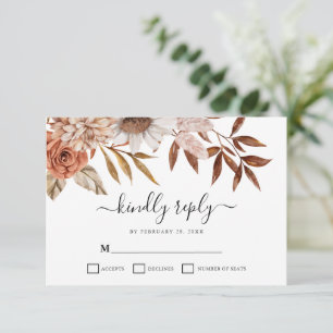 Automne Fleur d'automne Élégant Mariage Carte RSVP