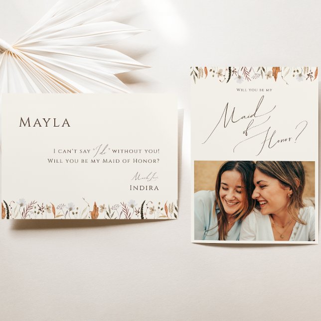 Automne Fleur sauvage Beige Photo de la carte de f (Créateur téléchargé)