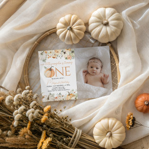 Automne Floral Automne Baby Girl Photo Invitation