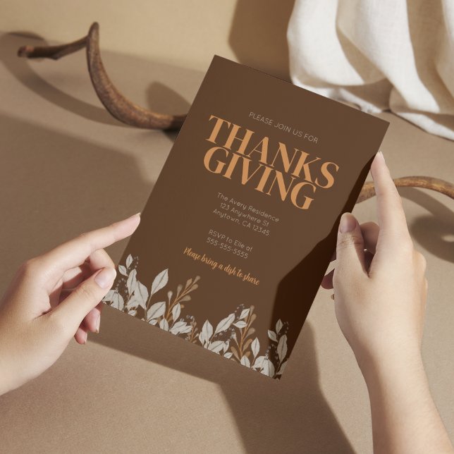 Automne Floral Boho Thanksgiving Invitation (Créateur téléchargé)