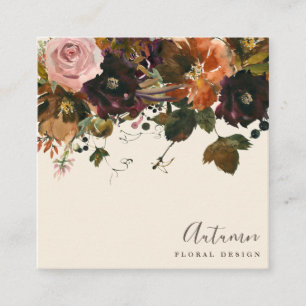 Automne Floral Bouquet Design Carré Carte de visit