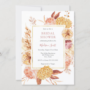 Automne Floral Cadre nuptiale de douche Invitation