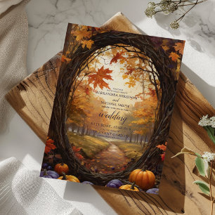 Automne Floral Citrouille Faire-part de mariage Sc