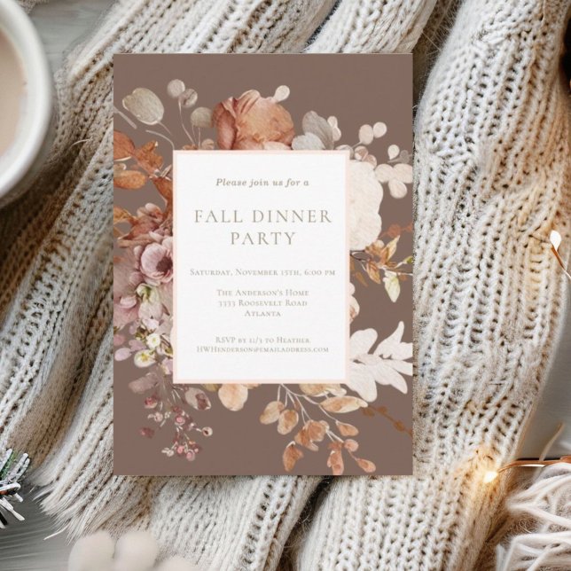 Automne Floral Diner Fête Thanksgiving Invitation (Créateur téléchargé)