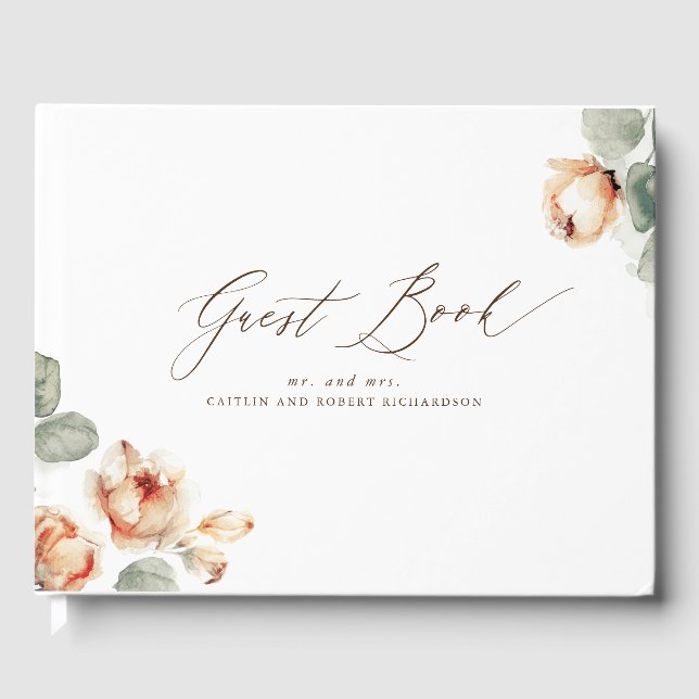 Automne Floral Élégant Mariage Livre d'invités (Recto)