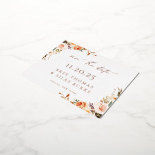 Automne Floral Enregistrer la date Faire-part Foil