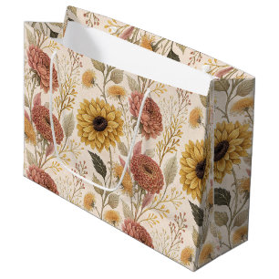 Automne Floral Imprimer Grand Sac Cadeau