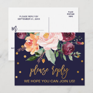 Automne Floral Menu Choix Carte Postale RSVP