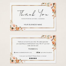 Automne Floral Merci Pour Votre Commande Petite En