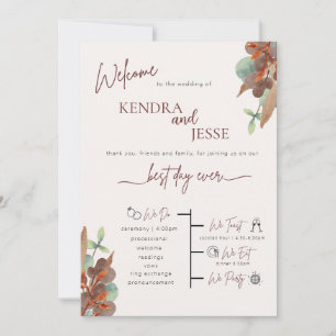 Automne Floral moderne Automne Mariage programme d