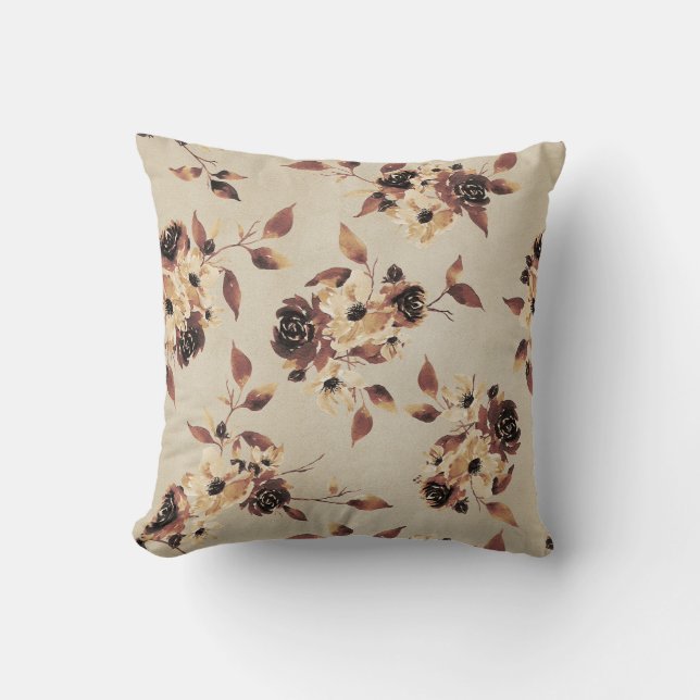 Automne Floral Mustard et Coussin Sepia (Recto)