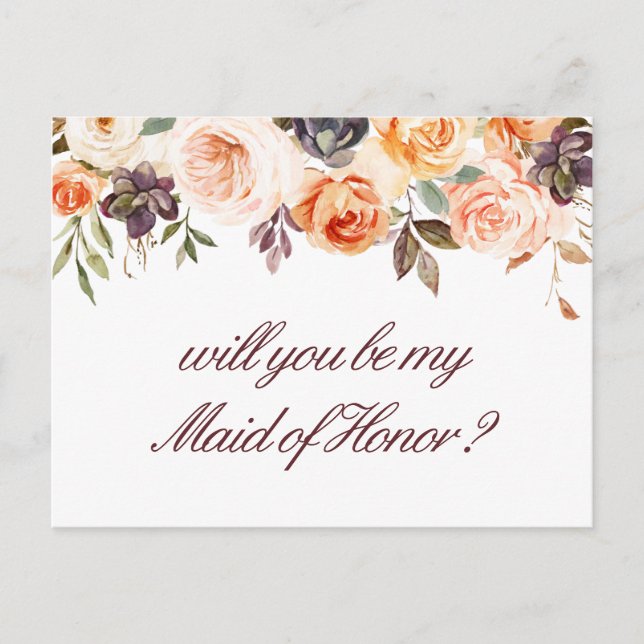automne floral serez-vous ma carte Maid of Honor (Devant)