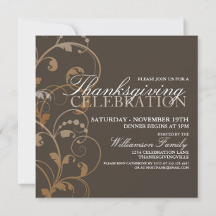 Automne Floral Thanksgiving Dîner Invitation