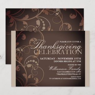 Automne Floral Thanksgiving Dîner Invitation