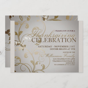 Automne Floral Thanksgiving Dîner Invitation