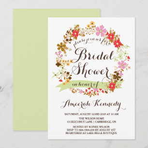 Automne Floral Wreath Bridal Douche Invitation