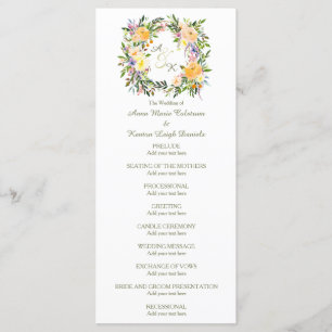 Automne Floral Wreath Wedding Programme