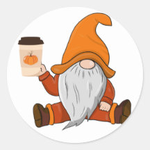 Automne Gnome et café vinyle autocollant