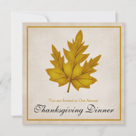 Automne Golden Leaf Thanksgiving Dîner Invitation
