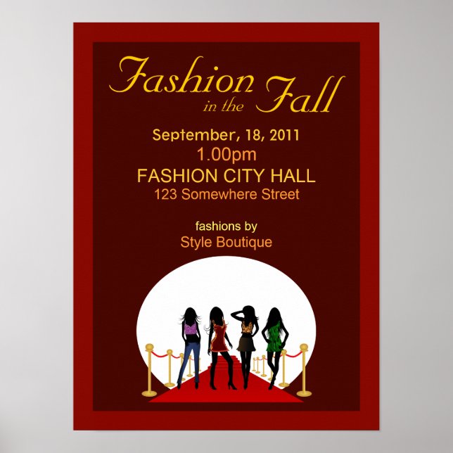 Automne Hiver Fashion Show Designer Affiches rouge (Devant)