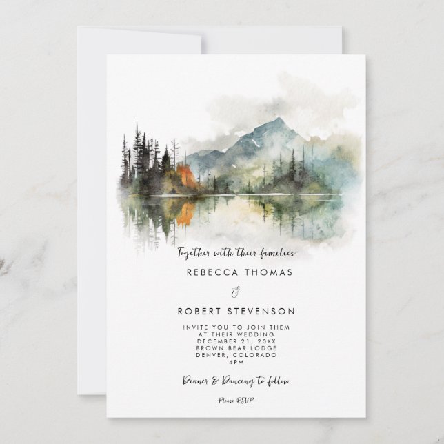 automne hiver rustique faire-part de mariage de mo (Devant)