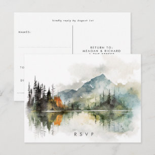 automne hiver rustique forêt mariage rsvp carte po
