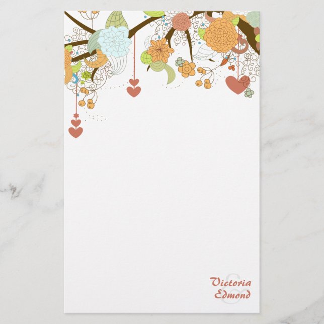 Automne Imaginaire Floral Papeterie personnalisée (Devant)