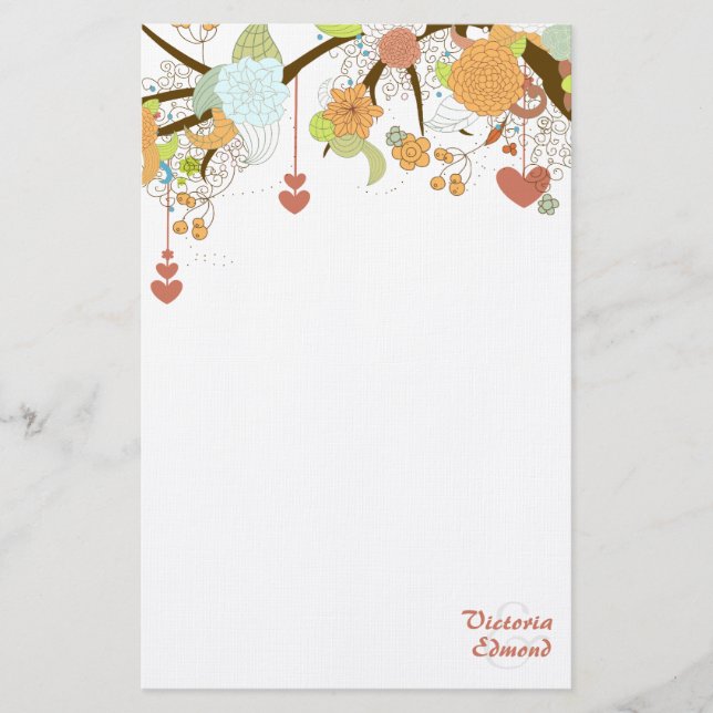 Automne Imaginaire Floral Papeterie personnalisée (Devant)