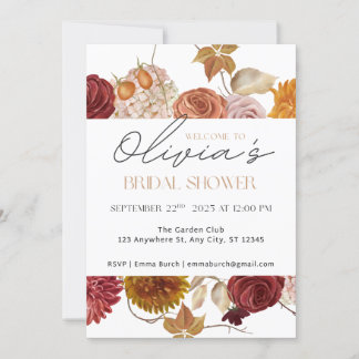 Automne Jardin Fleur Nuptiale Douche Invitation