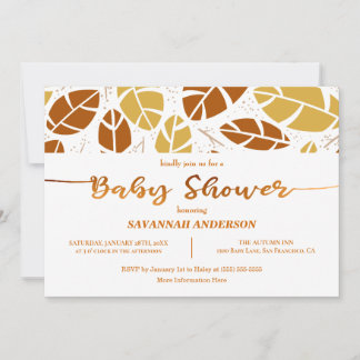 Automne laisse Mustard Boho Baby shower Invitation