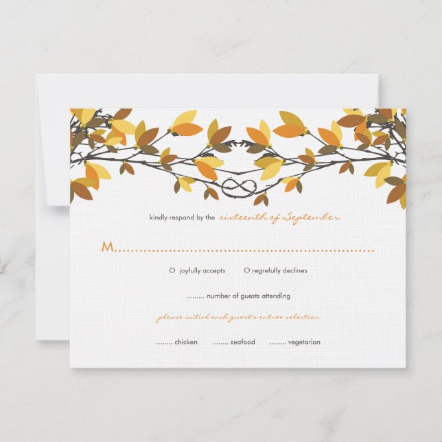 Automne L'automne noué Amour Arbres Mariage Carte  (Devant)