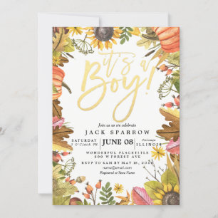 Automne Maple Feuille Cartes de Baby shower Citrou