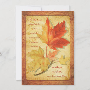 Automne Maple Feuilles Faire-part de mariage Ver T