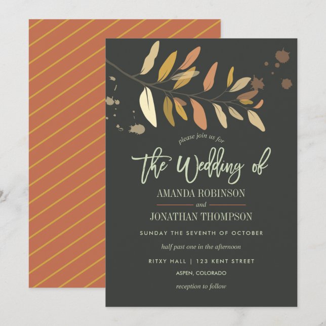Automne Mariage d'automne invitation personnalisée (Devant / Derrière)