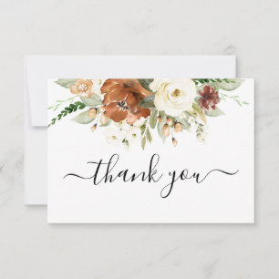 Automne Mariage Floral Carte de remerciements