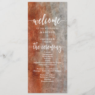 Automne Orange Grey Programme de mariage d'aquarel
