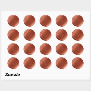 Automne Orange Script Monogramme Stickers cire Sce