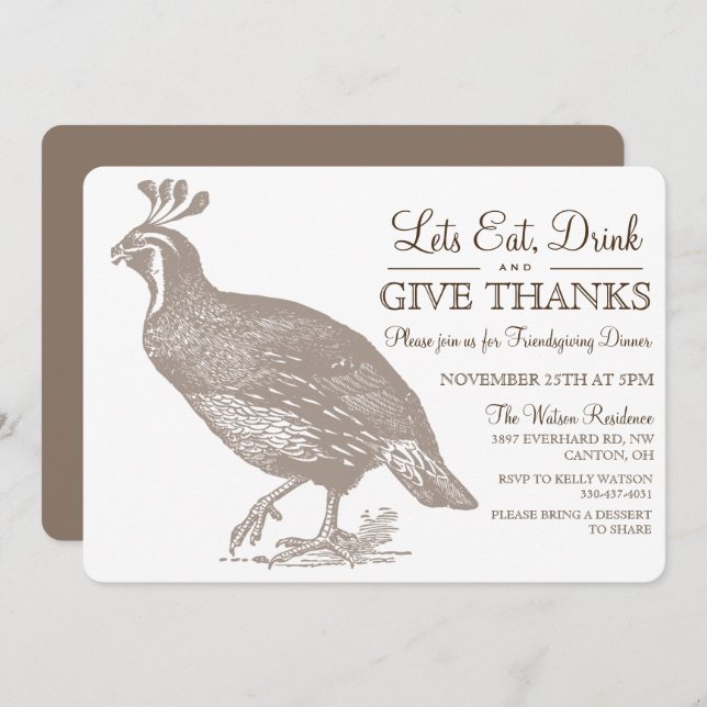 Automne Potluck Friendsgiving Invitation (Devant / Derrière)