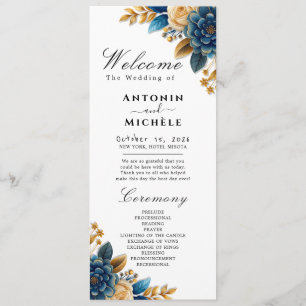 Automne Romance Aquarelle Floral Wedding Programme