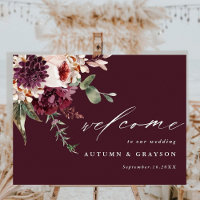 Automne Romance Floral Mariage Affiche de bienvenu