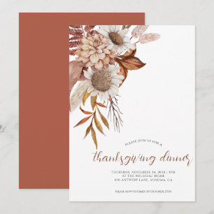 Automne Rouille Florale Thanksgiving Invitation