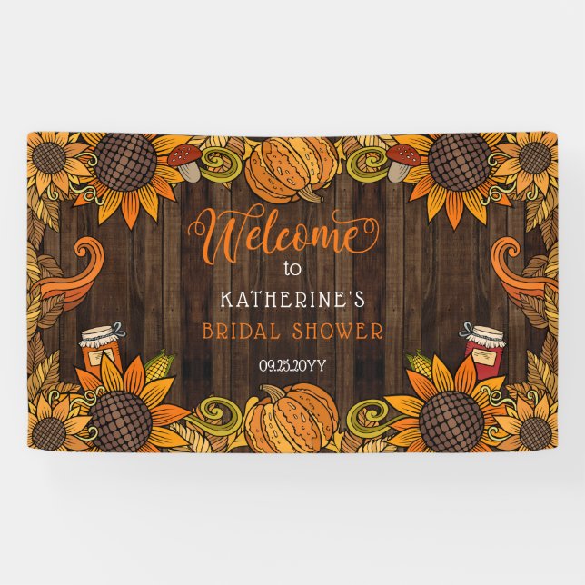 Automne Rustique | Bannière de bienvenue de la Fêt (Horizontal)