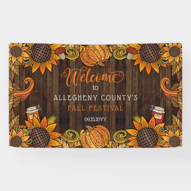 Automne Rustique | Bannière de bienvenue du Festiv (Horizontal)
