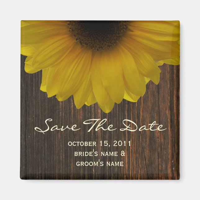 Automne Sauvez La Date Magnet - Tournesol & Barnwo (Devant)