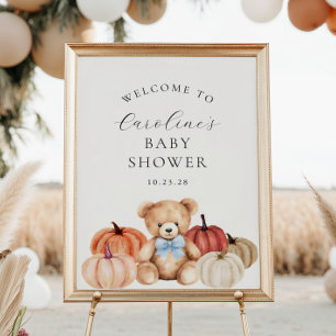 Automne Teddy Bear Baby Boy Shower Affiche de bien