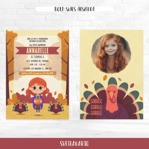 Automne Thanksgiving Anniversaire Photo Invitation